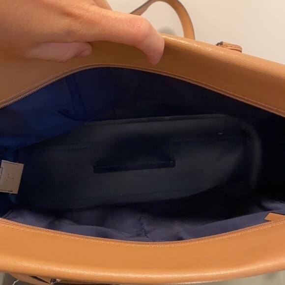 Tory Burch Parker Tote Leather Purse Tan Light Brown Bag Classic Preppy Zipper - Picture 7 of 10